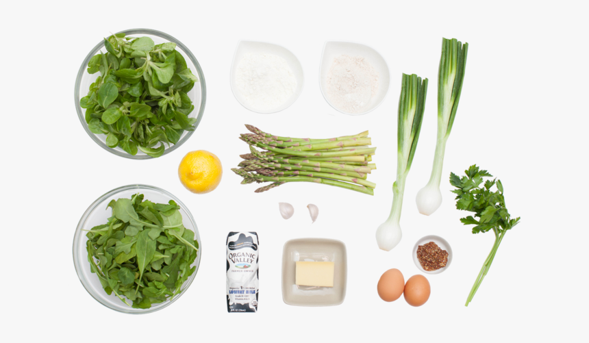 Asparagus & Spring Onion Tart With Arugula & Mache - Spinach, HD Png Download, Free Download