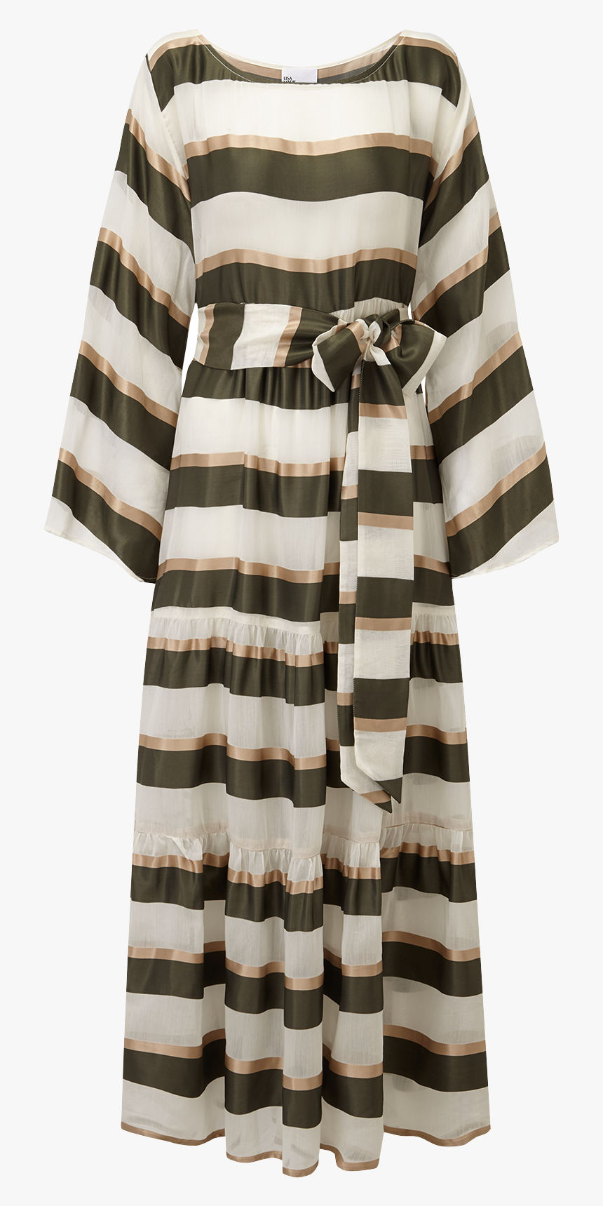 Olive Gold Striped Boatneck Peasant Dress Pattern Hd Png