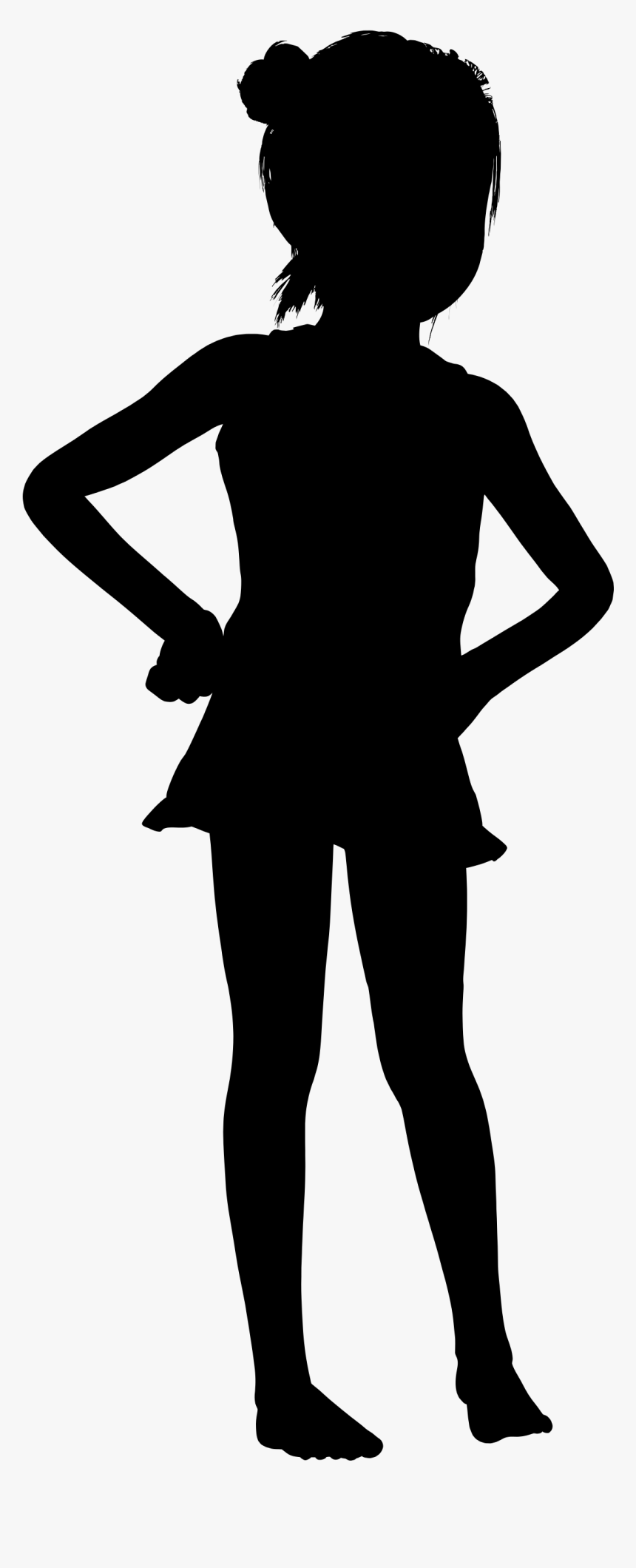 Silhouette Female Child Clip Art - Girl With Hands On Hips Silhouette, HD Png Download, Free Download