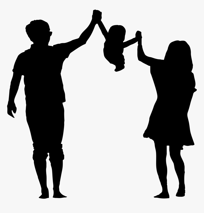 Parents Swinging Child Silhouette Clip Arts - Transparent Background Family Silhouette, HD Png Download, Free Download