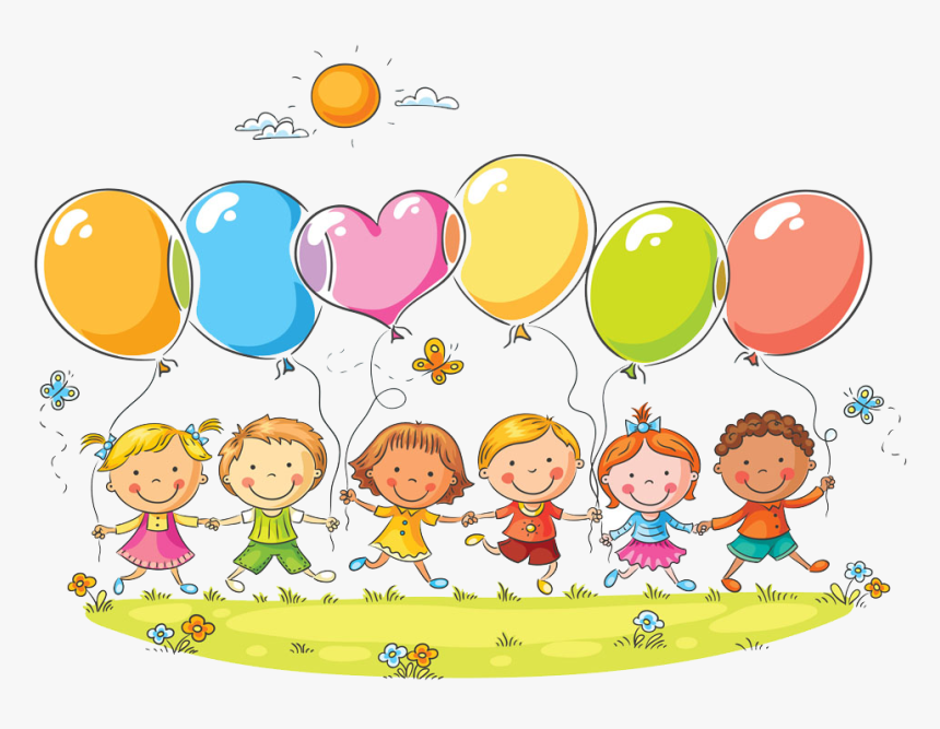 Cute Kids Balloon Collection Drawing Child Photography - Kids With Balloon Clipart, HD Png Download, Free Download