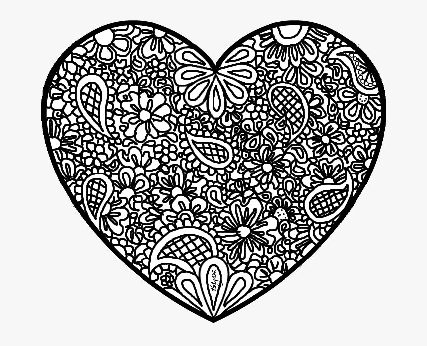 Zentangle Paisley Doodle Abstract Heart - Free Heart Coloring Sheet, HD Png Download, Free Download