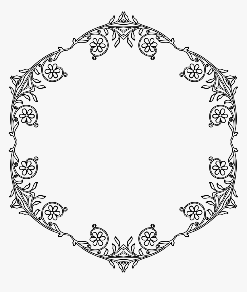 Line Art,area,monochrome Photography - Floral Frame Borders Vector Black And White, HD Png Download, Free Download