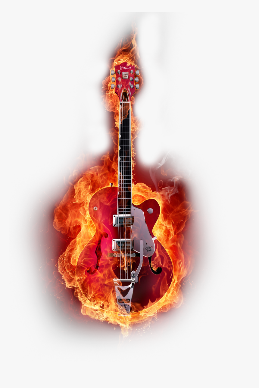 Graphic Instruments Guitar Design Flame Musical Clipart - Guitar On Fire Png, Transparent Png, Free Download