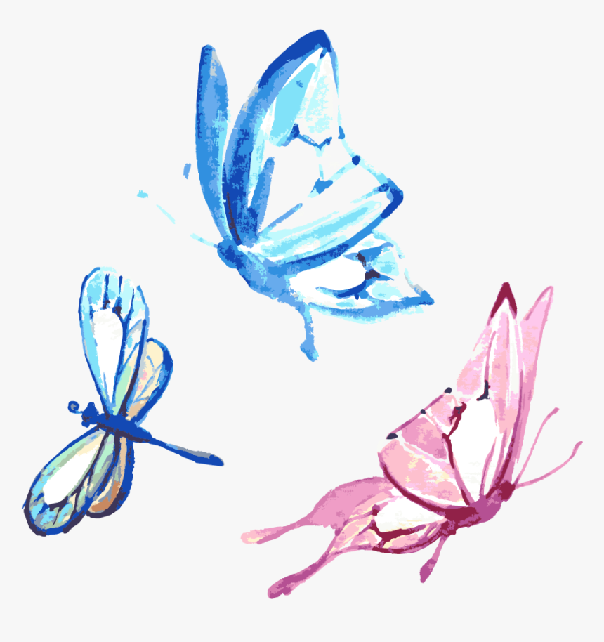 Black And White Library Feather Clipart Butterfly - Watercolor Butterfly Tattoo For Wrist, HD Png Download, Free Download