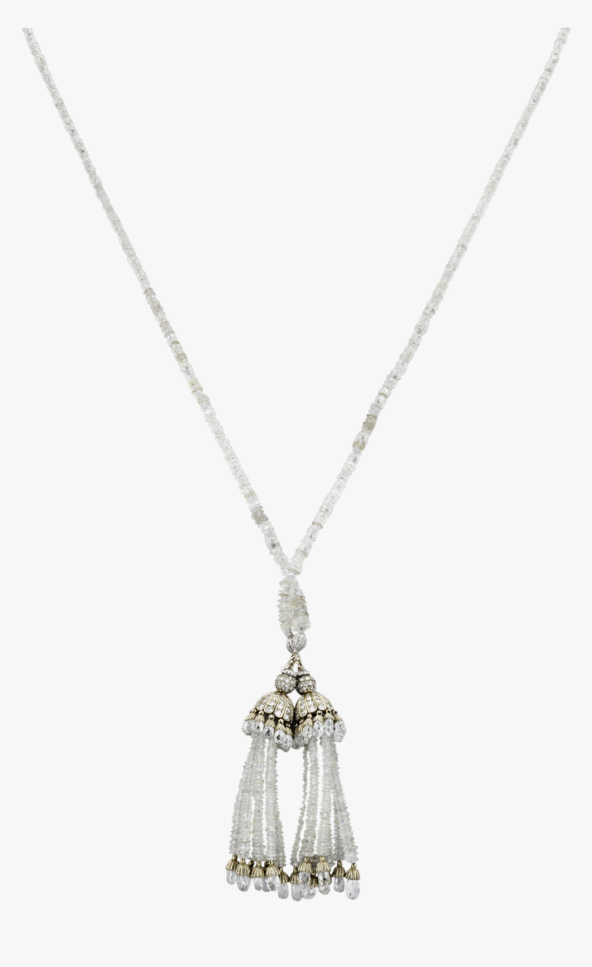 Diamond And 18k White Gold Double-tassel Necklace - Locket, HD Png Download, Free Download