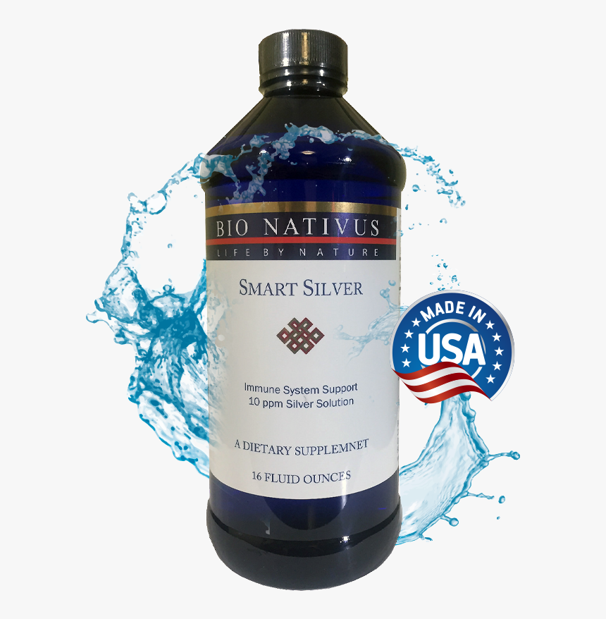 Bio Nativus Smart Silver 16 Ounce Bottle - Water Splash On Perfume, HD Png Download, Free Download