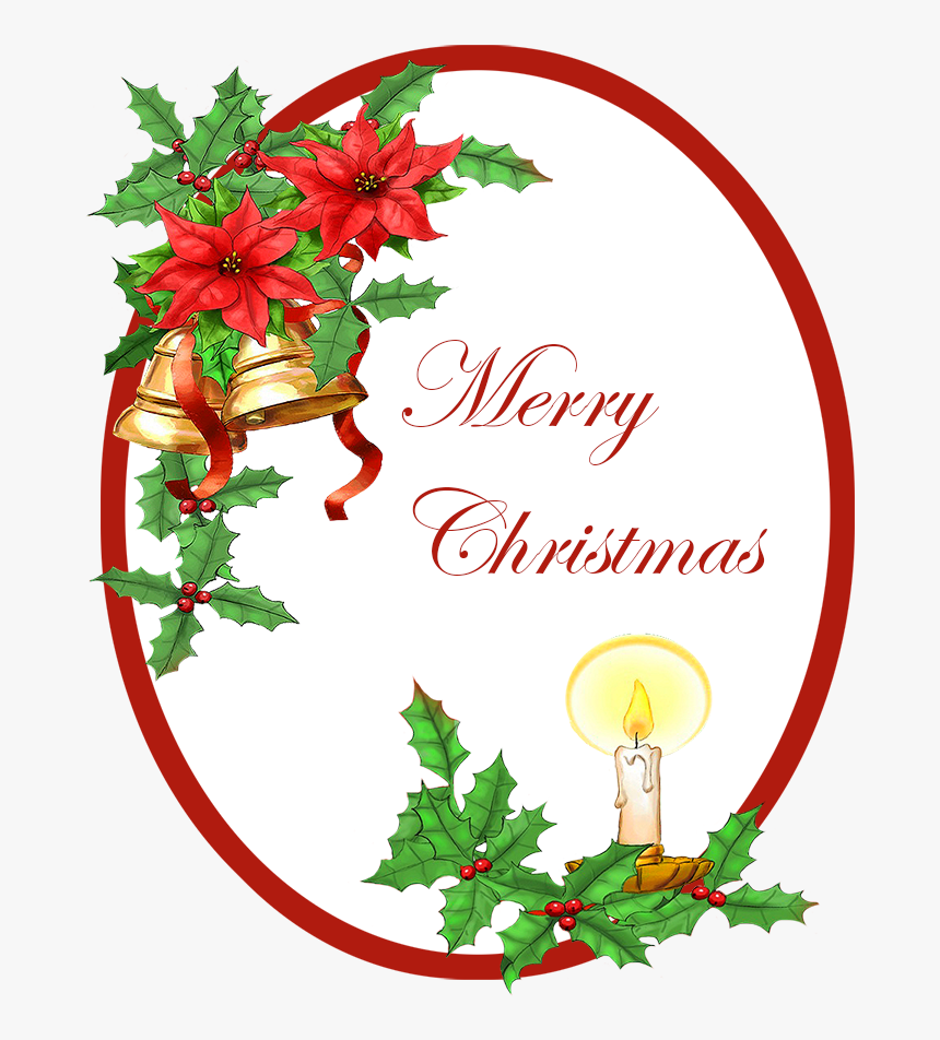 Merry Christmas Greeting With Bells Holy Candle - Christmas Corner Png, Transparent Png, Free Download