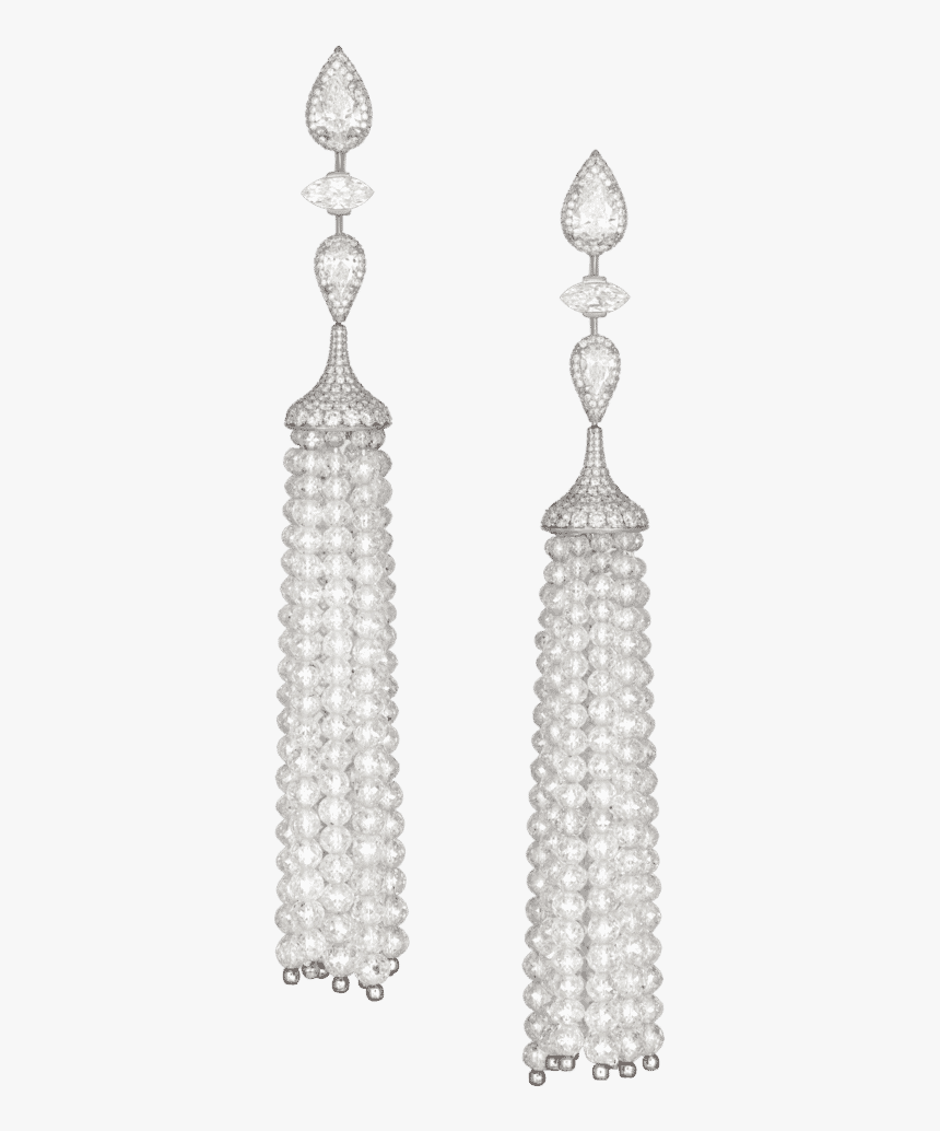 White Diamond Briollette Tassel Earrings - Earrings, HD Png Download, Free Download