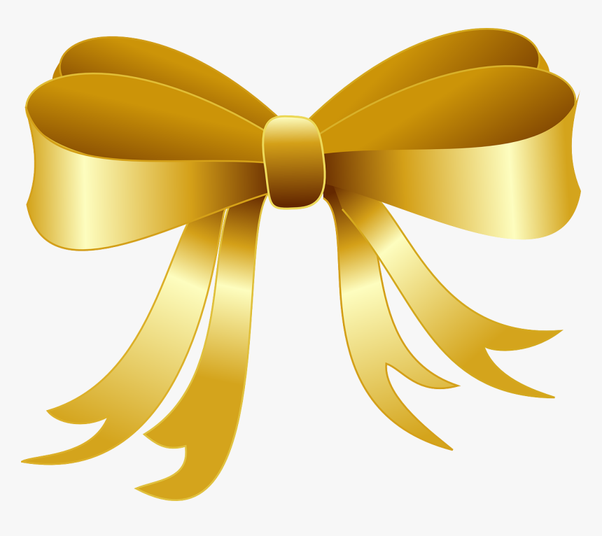 Gold Christmas Bow Clipart, HD Png Download, Free Download