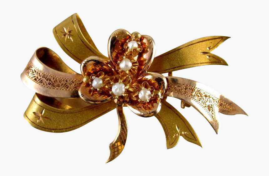 Gold Ribbon Bow Png - Body Jewelry, Transparent Png, Free Download