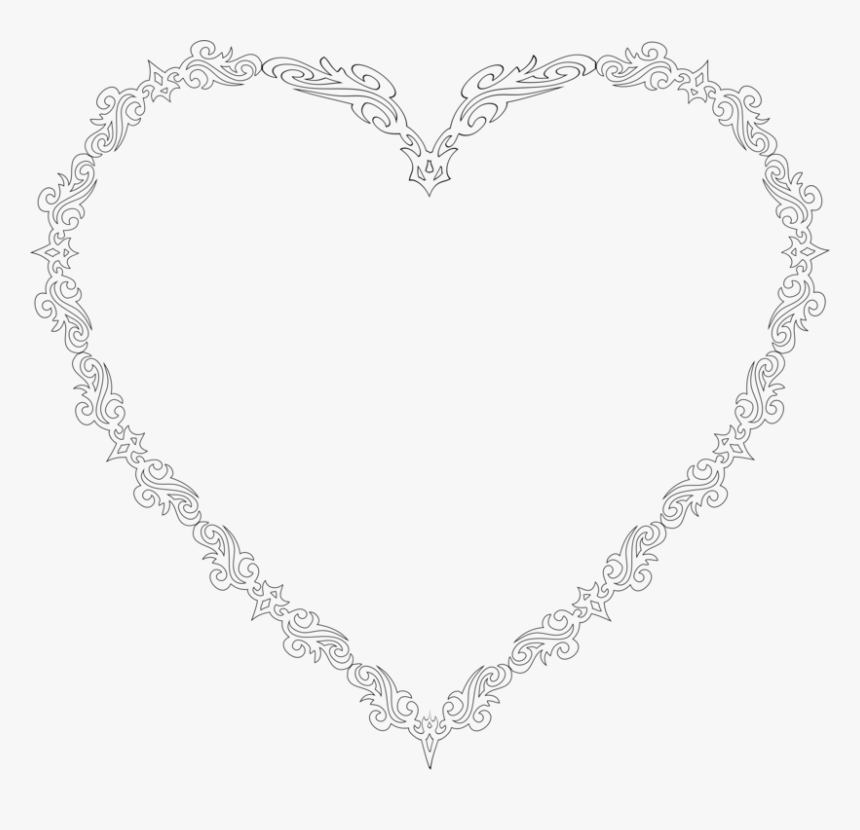 Heart,monochrome Photography,monochrome - Line Art Decorative Line Heart Fancy Png, Transparent Png, Free Download