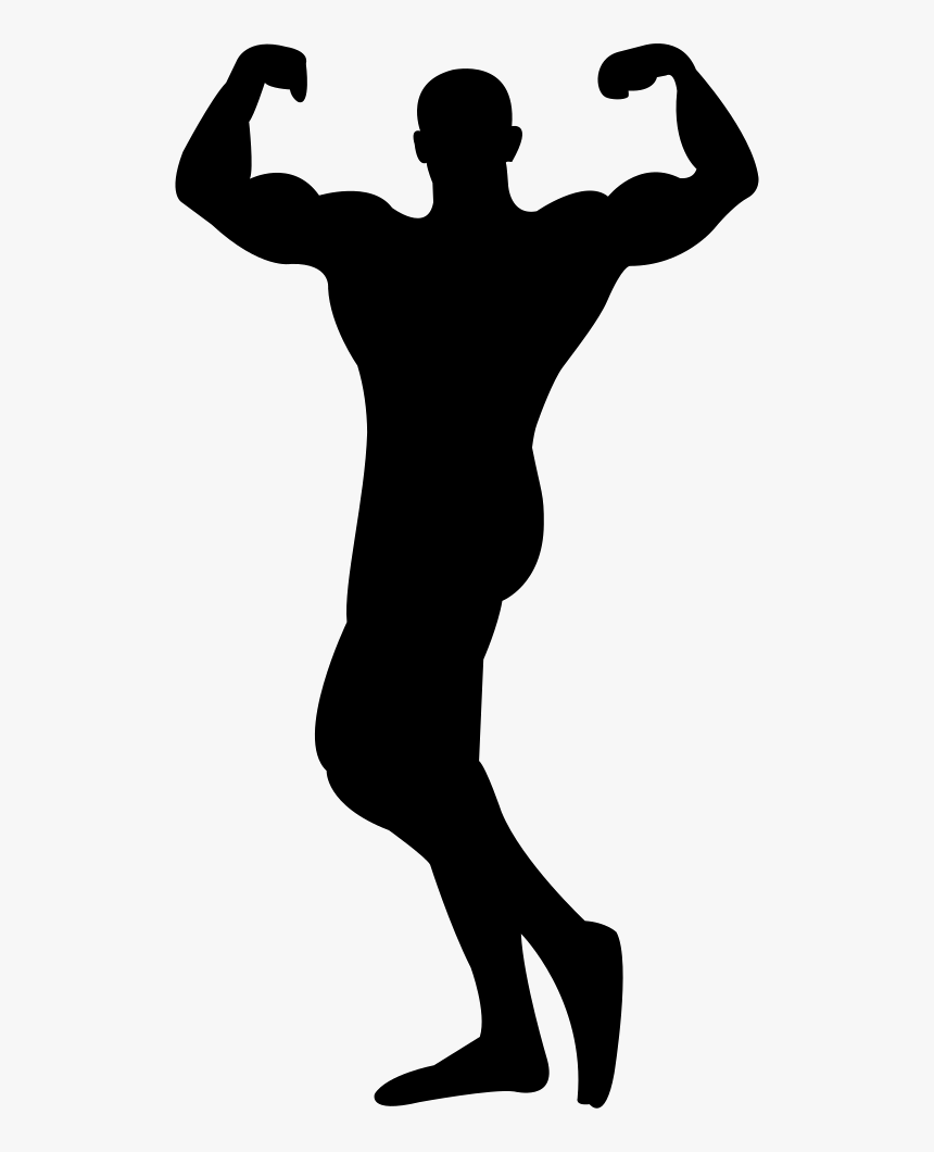 Male Bodybuilder Silhouette Flexing Muscles - Muscular Man Silhouette Png, Transparent Png, Free Download