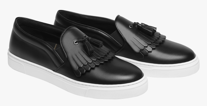 Black Slip On Sneakers With Fringes And Tassels - Slip-on Shoe, HD Png Download, Free Download