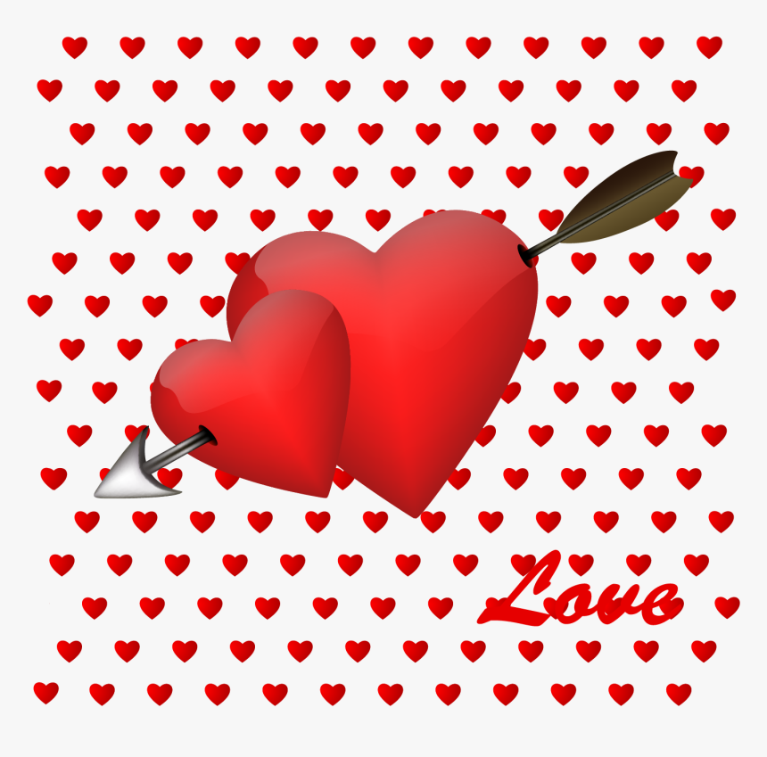 Valentine Heart And Decor - Labios Lengua Vector, HD Png Download, Free Download