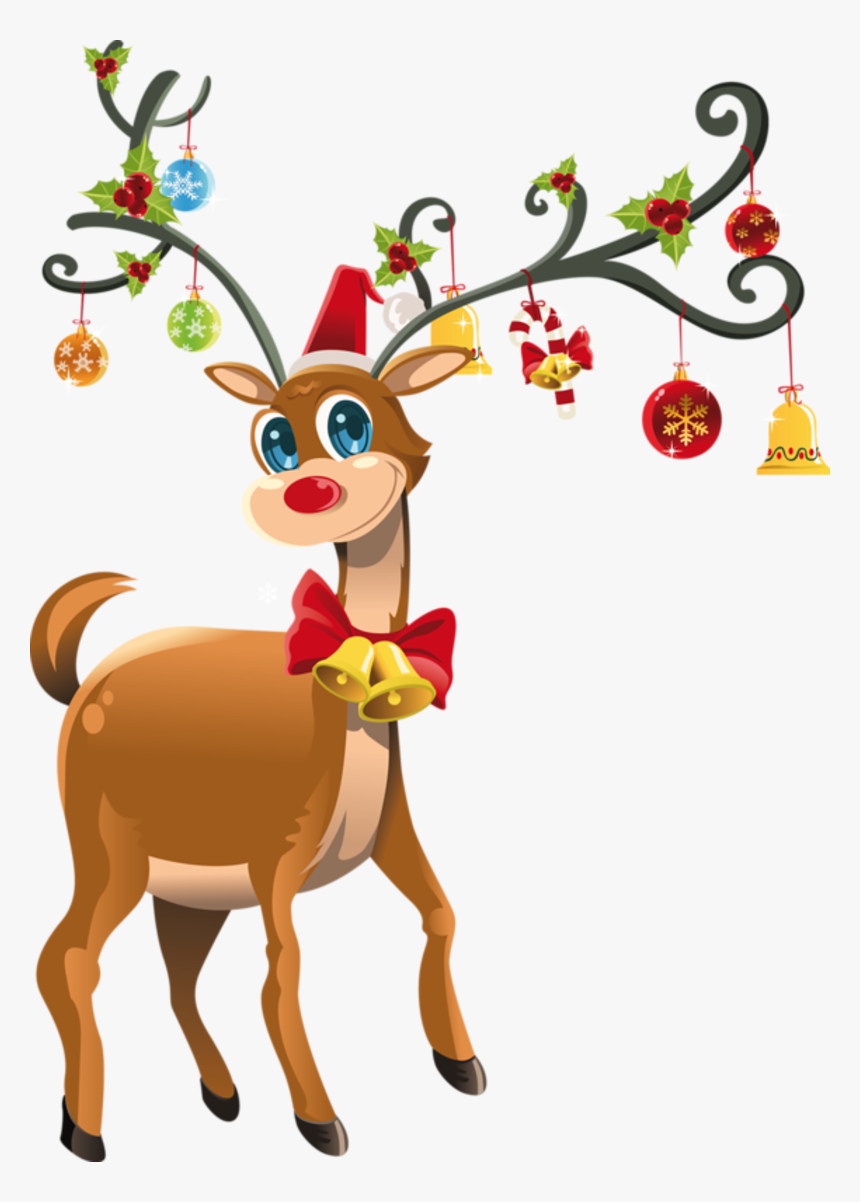 A Christmas Reindeer Clip Art, Merry And Holidays - Transparent Background Reindeer Christmas Clipart, HD Png Download, Free Download