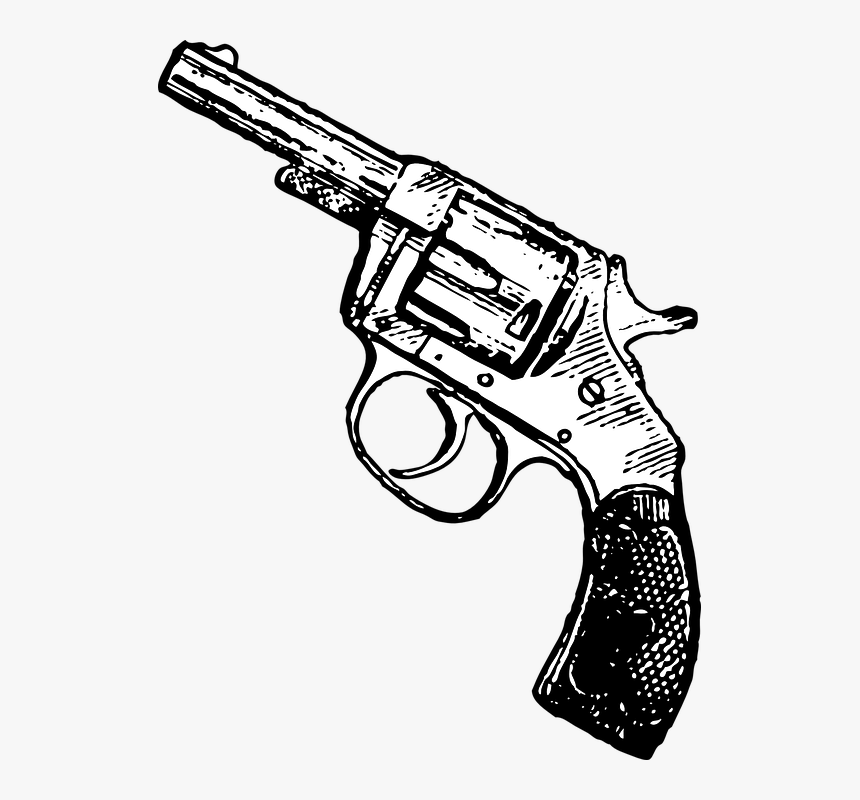 Gun, Revolver, Pistol, Weapon, Handgun, Western, Tattoo - Revolver Clip Art, HD Png Download, Free Download