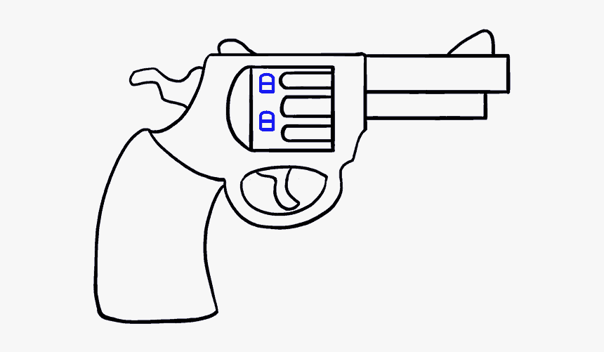 How To Draw Cartoon Revolver - Gun Clipart Black And White, HD Png Download, Free Download