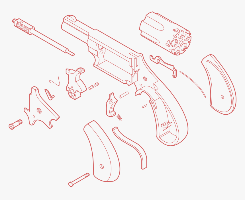 Line Art,angle,thumb - Exploded Isometric View Of Gun, HD Png Download, Free Download