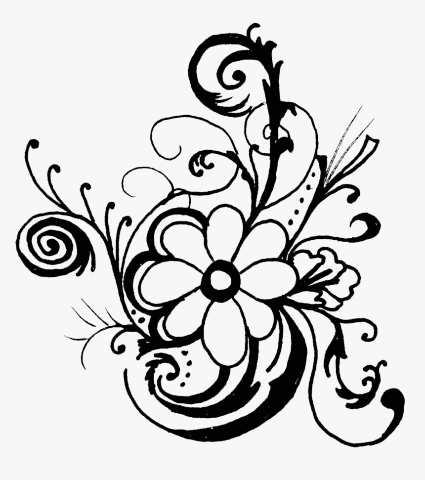 Hawaiian Flower Clip Art - Flower Clipart Black And White, HD Png Download, Free Download