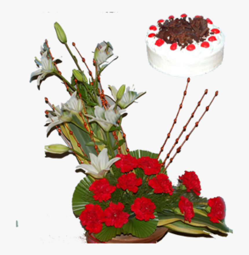 Red Carnation And Black Forest White Gtk Gh - Bouquet, HD Png Download, Free Download