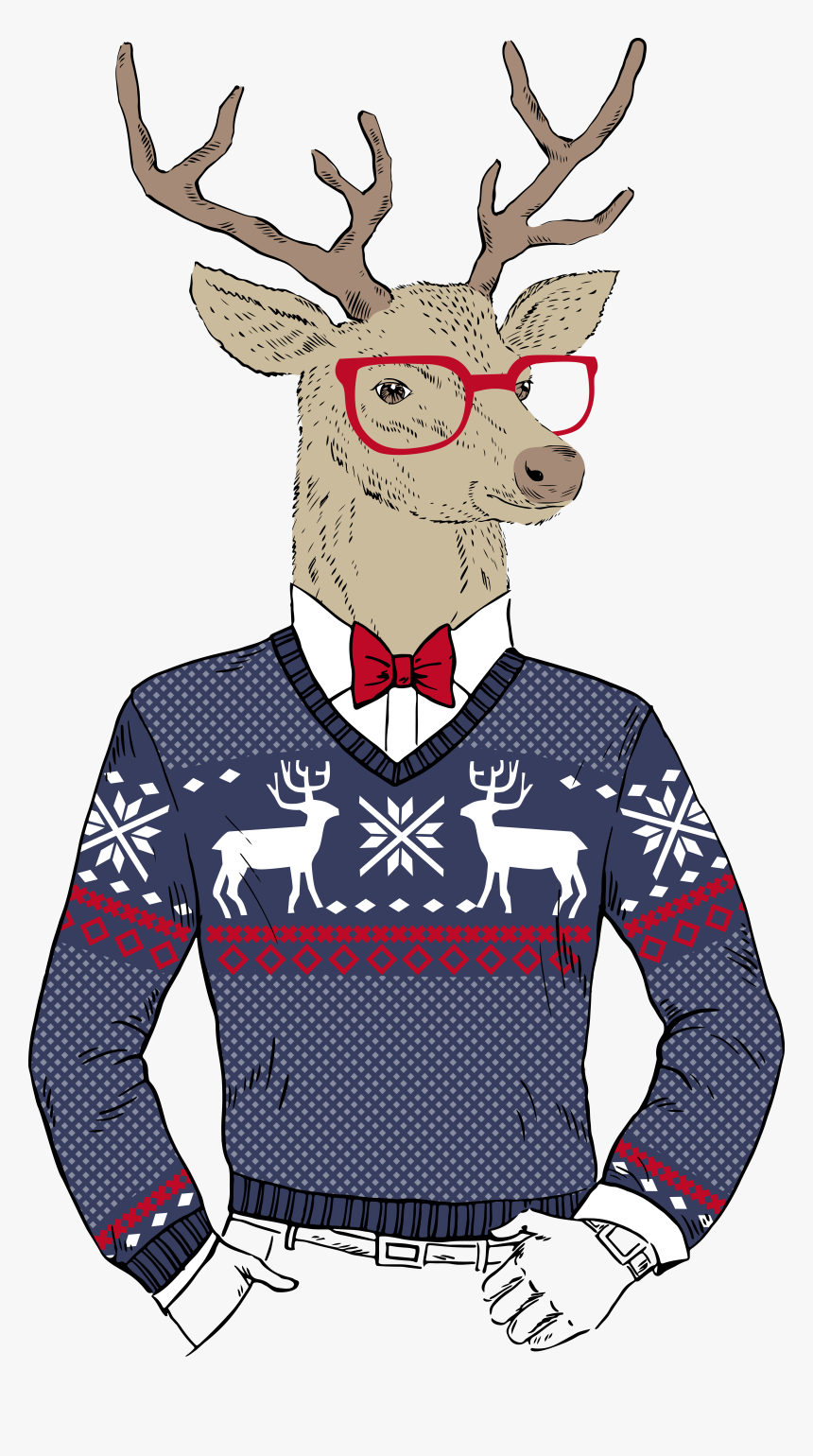 Clip Art Hipster Christmas Santa Claus - Ugly Christmas Sweater Invitations, HD Png Download, Free Download