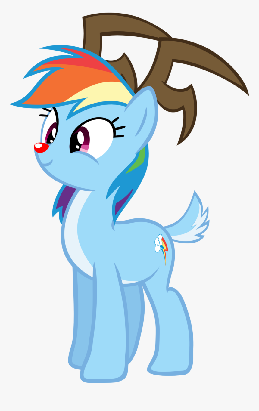 Rainbow The Rednose Raindeer By Megarainbowdash2000 - Mlp Rainbow Dash Happy, HD Png Download, Free Download