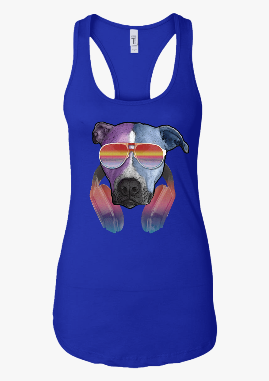 Retro Pitbull Dog With Sunglasses Headphones Women"s - Pug, HD Png Download, Free Download