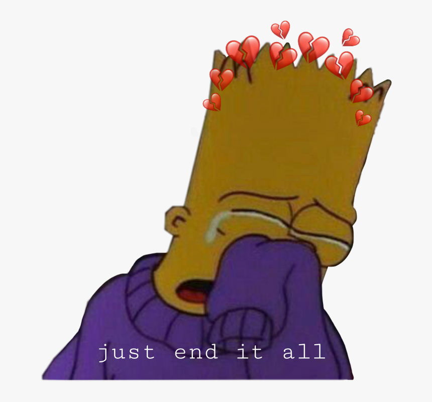 #mood #kms #die #cry #sad #life #bart #simpsons - Sadness Bart Simpson Sad, HD Png Download ...