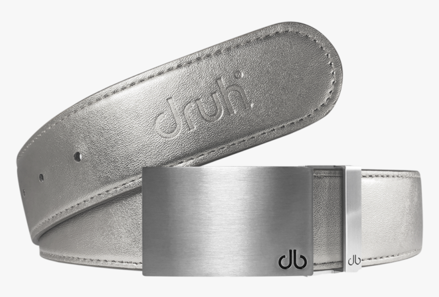 Silver Plain Textured Leather Belt With Buckle - Belt, HD Png Download, Free Download