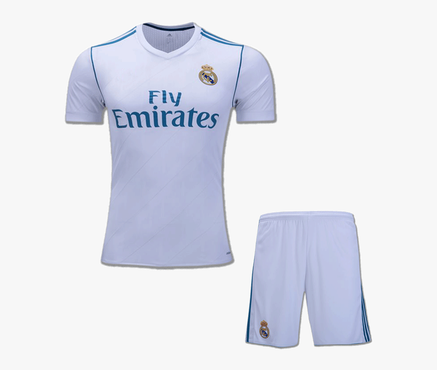 Kids Real Madrid Football Jersey And Shorts Home - Real Madrid Jersey Png, Transparent Png, Free Download