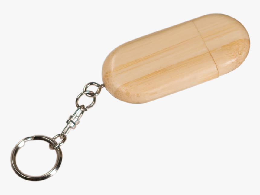8gb Rounded Bamboo Usb Flash Drive With Keychain, HD Png Download, Free Download