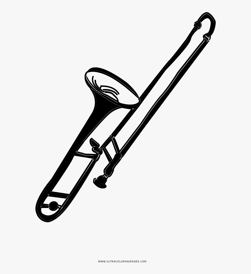 Trombón Página Para Colorear - Trombone Png Black And White, Transparent Png, Free Download