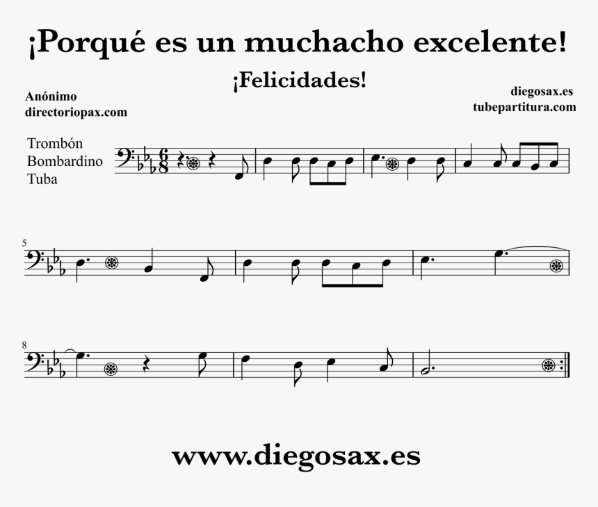 Sheet Music For Your Instrument For He"s A Jolly Good - Porque Es Un Chico Excelente, HD Png Download, Free Download