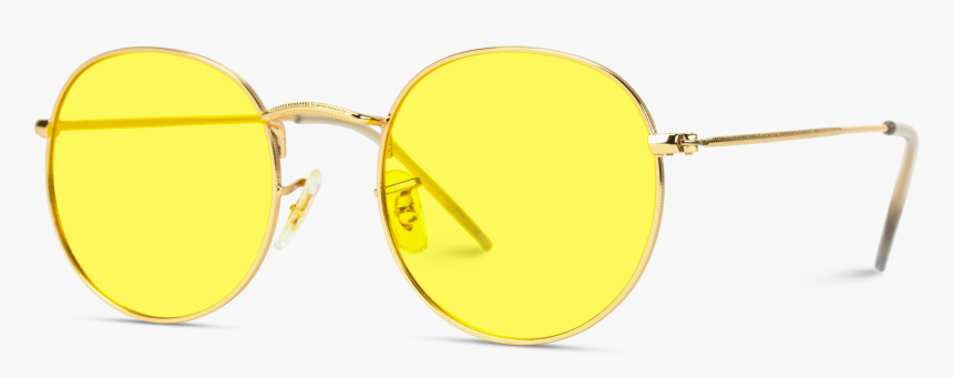 Yellow Frame Metal Frame Retro Glasses - Transparent Material, HD Png Download, Free Download