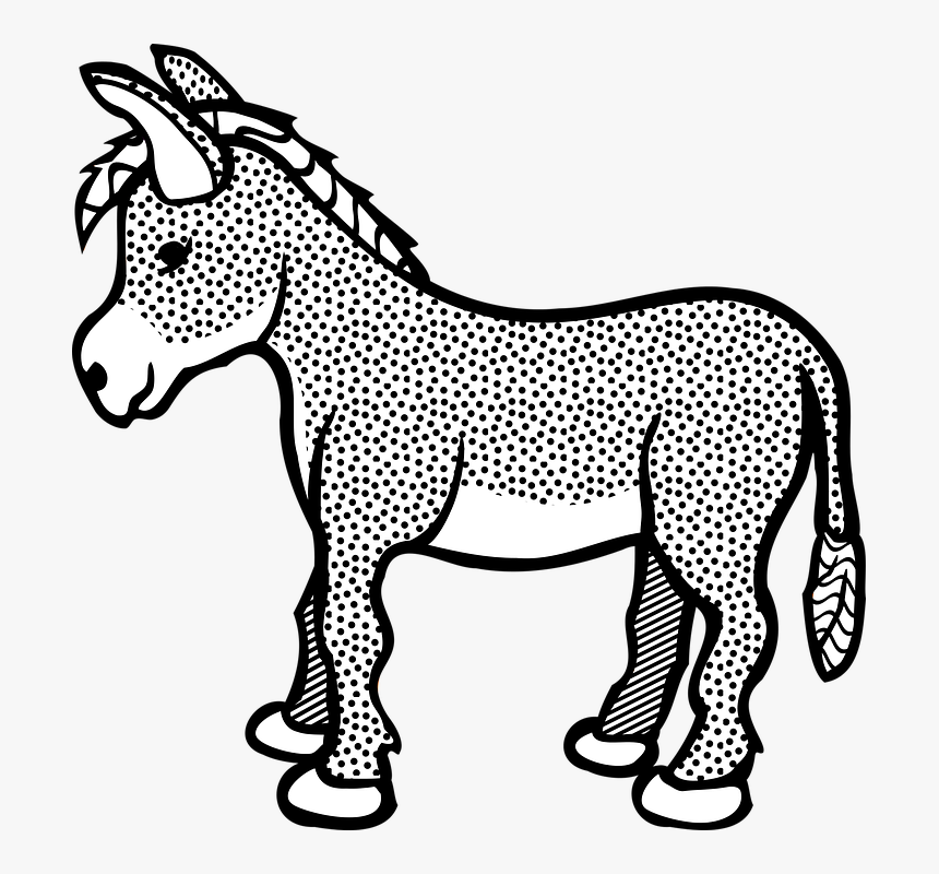 727 X 720 - Donkey Black And White, HD Png Download, Free Download