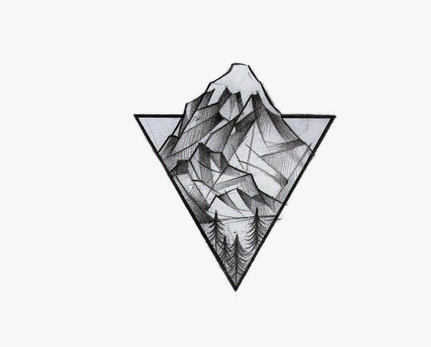 Tattoo Triangle Mountain Geometry Idea Logo Drawing - Hình Xăm Tam Giác Núi, HD Png Download, Free Download