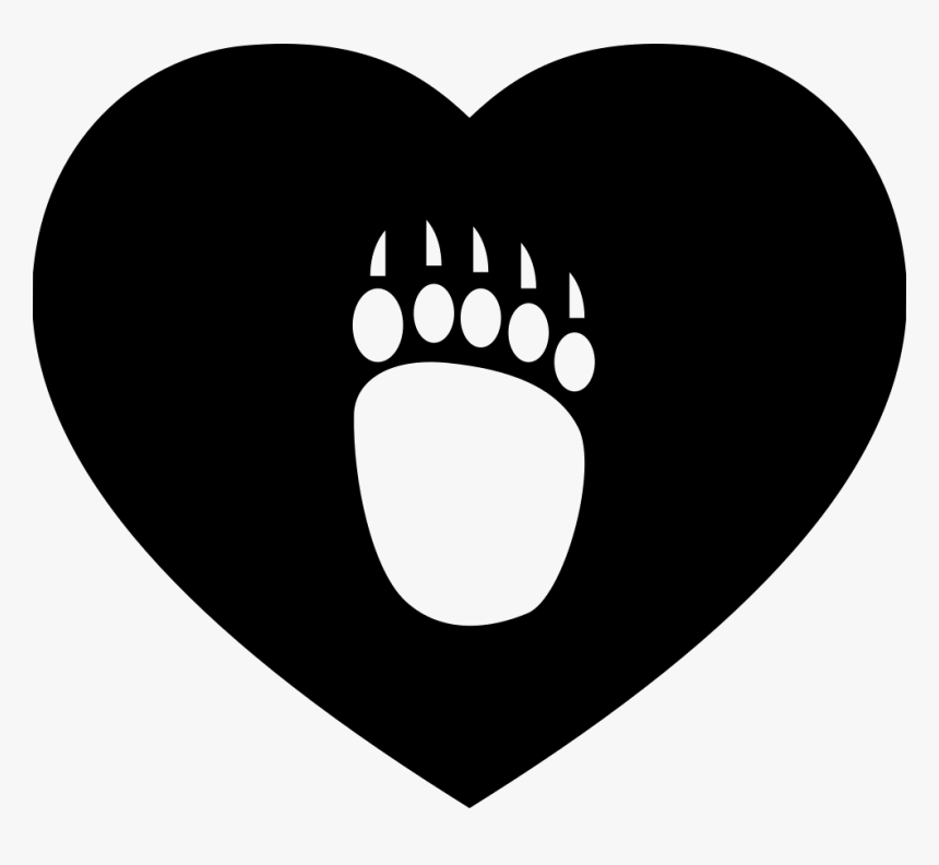 Pawprint - Bear In A Heart Silhouette, HD Png Download, Free Download