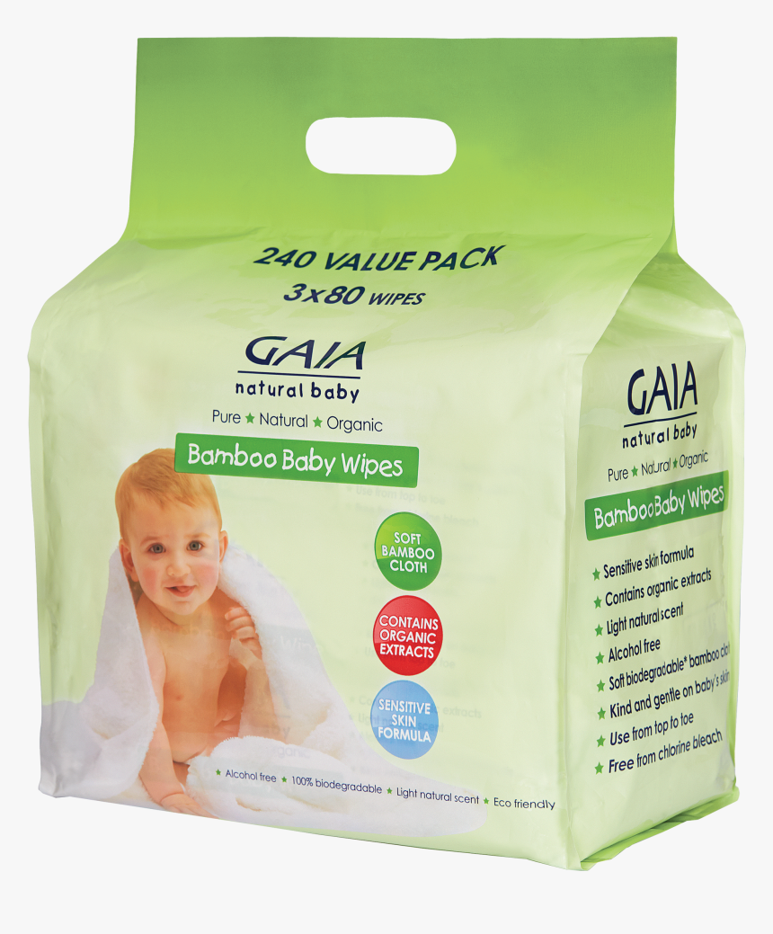 Gaia Natural Baby Baby Wipes 240pack, HD Png Download, Free Download