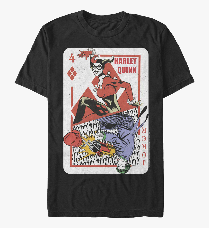 Harley Quinn And Joker Playing Card Dc Comics T-shirt - Harley Quinn, HD Png Download, Free Download