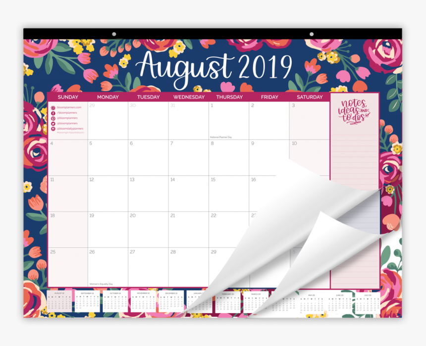 Desk & Wall Calendar In Vinage Floral - Large Desk Calendar 2020, HD Png Download, Free Download