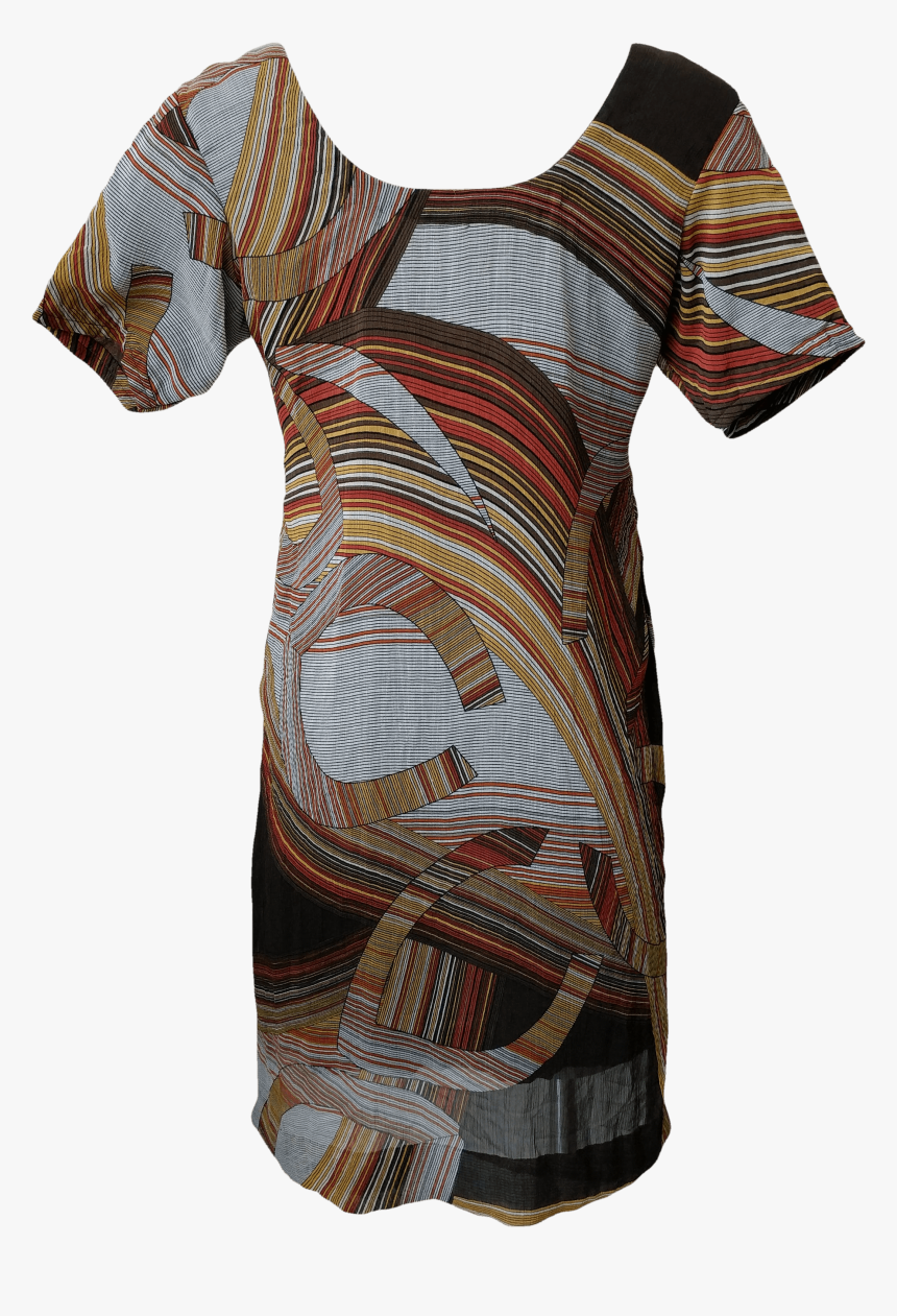 70"s Brown And Orange Abstract Line Tunic - Day Dress, HD Png Download, Free Download
