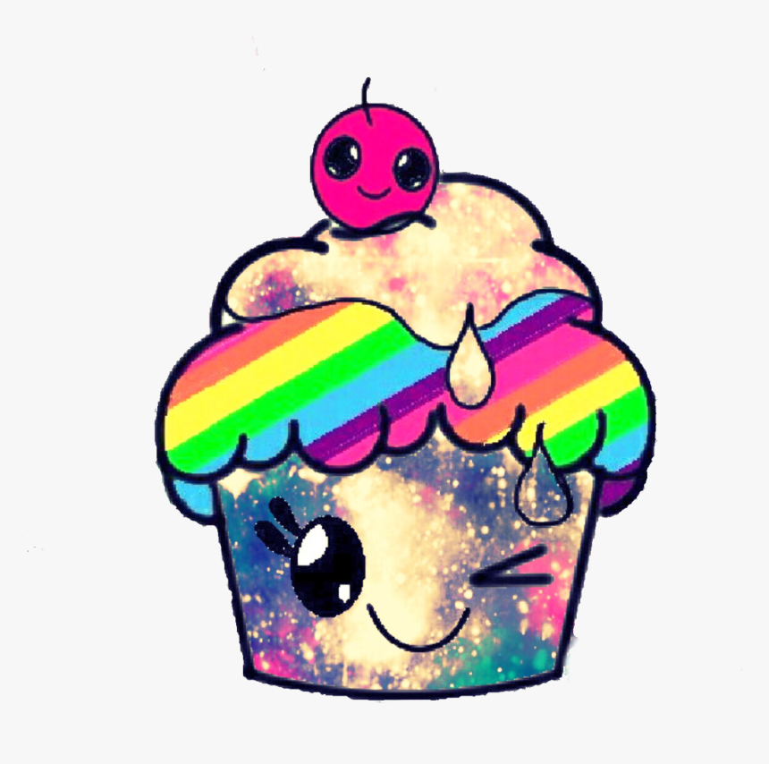 #ftestickers #glitter #sparkle #galaxy #cupcake #food - Kawaii Galaxy Cupcake, HD Png Download, Free Download