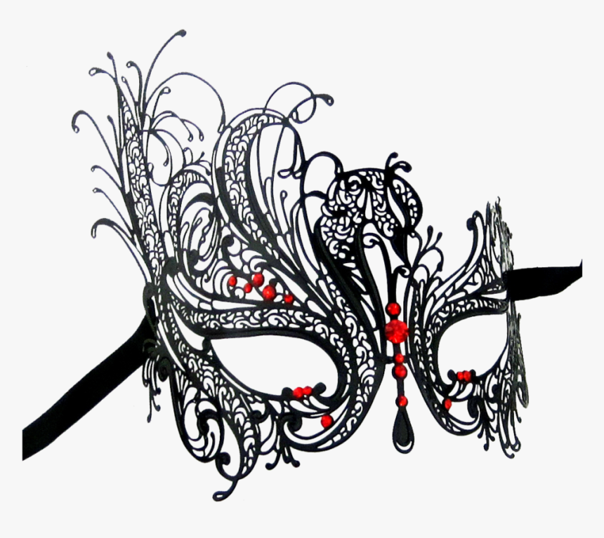 Black Series Swan Metal Filigree Laser Cut Womens Masquerade - Red And Silver Masquerade Mask For Men, HD Png Download, Free Download