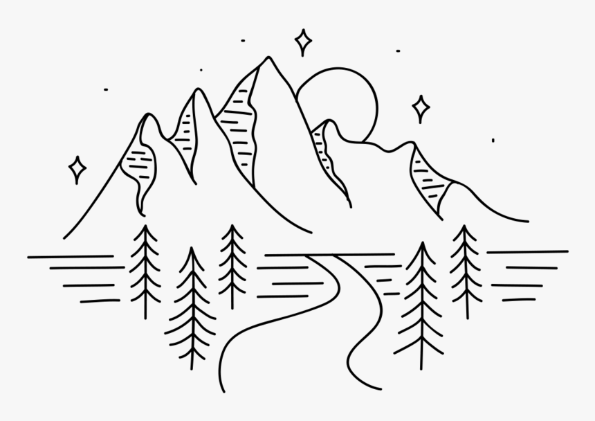 Mountains - Line Art, HD Png Download, Free Download