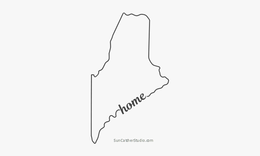 Free Maine Outline With Home On Border, Cricut Or Silhouette - Line Art, HD Png Download, Free Download