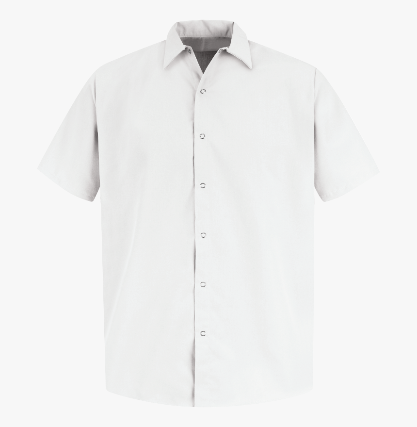 Men"s Short Sleeve Specialized Pocketless Polyester - White Short Sleeve Work Shirt, HD Png Download, Free Download