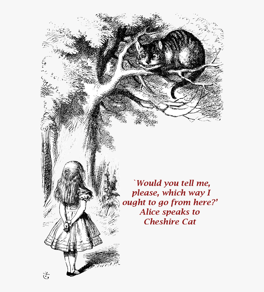 Chesire Cat Quote - Alice In Wonderland Lewis Carroll Illustrations, HD Png Download, Free Download