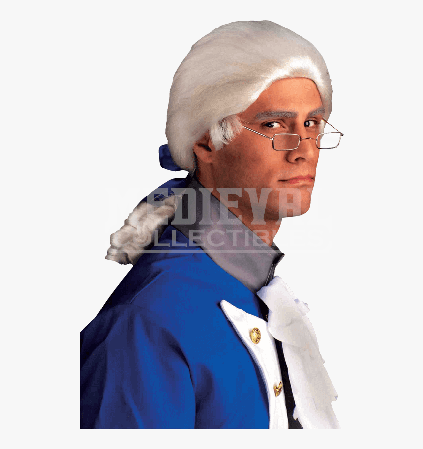 Historical White Wig - Founding Father Low Ponytail, HD Png Download, Free Download