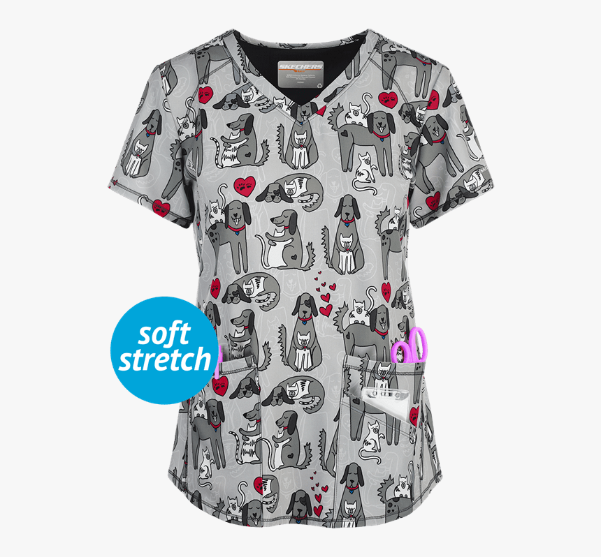 Skechers Cats And Dogs Scrub Top, HD Png Download, Free Download
